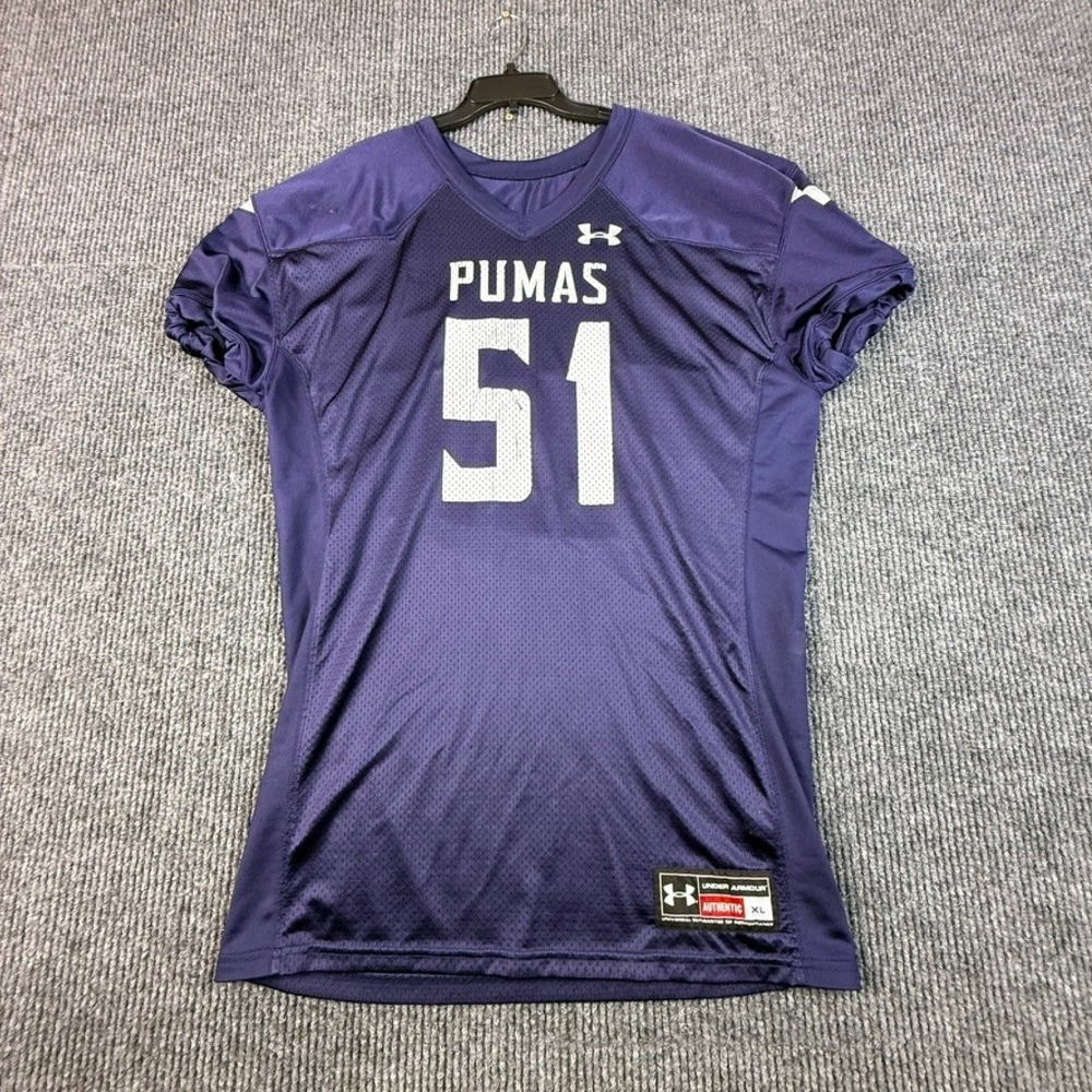 Under Armour‎ Pumas 51 Football Jersey Mens XL Purple Mesh Authentic 1292598-410